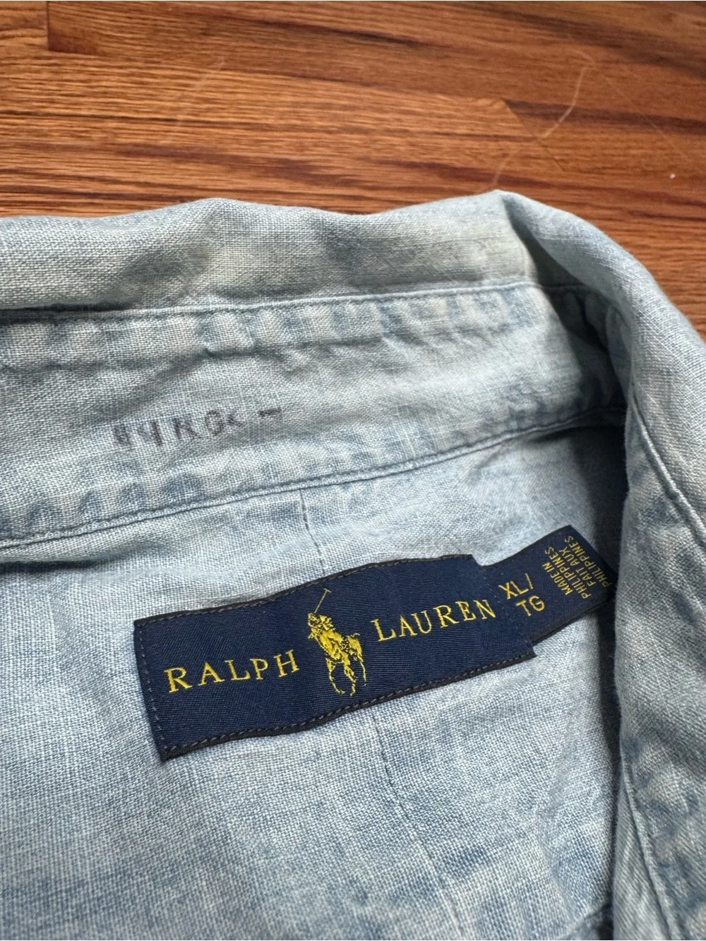 Ralph Lauren Chambray Shirt Men’s XL Blue Denim Button Up